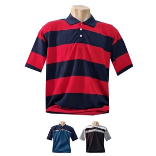 Pólo Masculina Plus Size Listrada Com Botão
