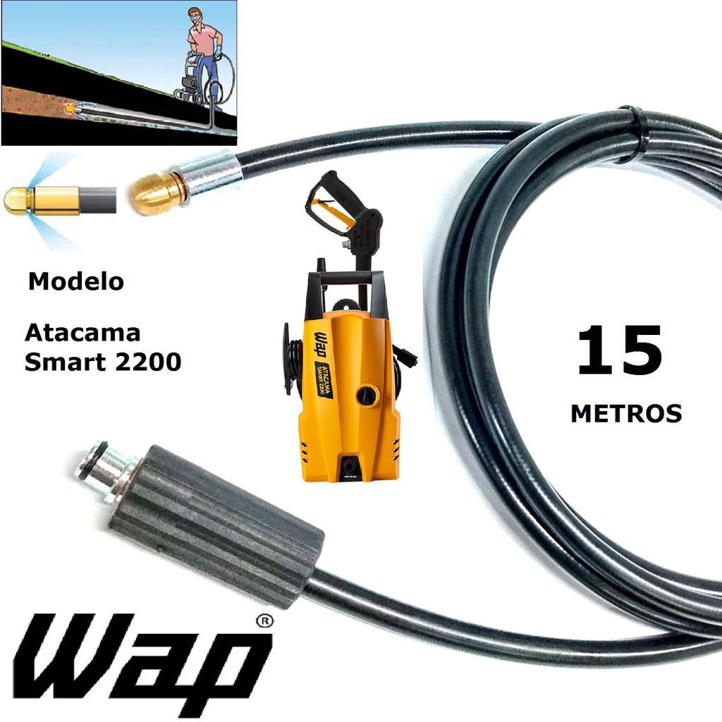 Mangueira desentupidora de tubulação WAP - 15 Metros - Wap ATACAMA SMART 2200