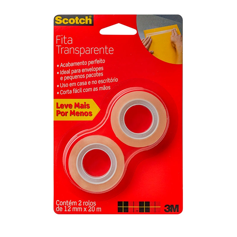 Fita Scotch transparente com 2 rolos 12mmx20m 3M