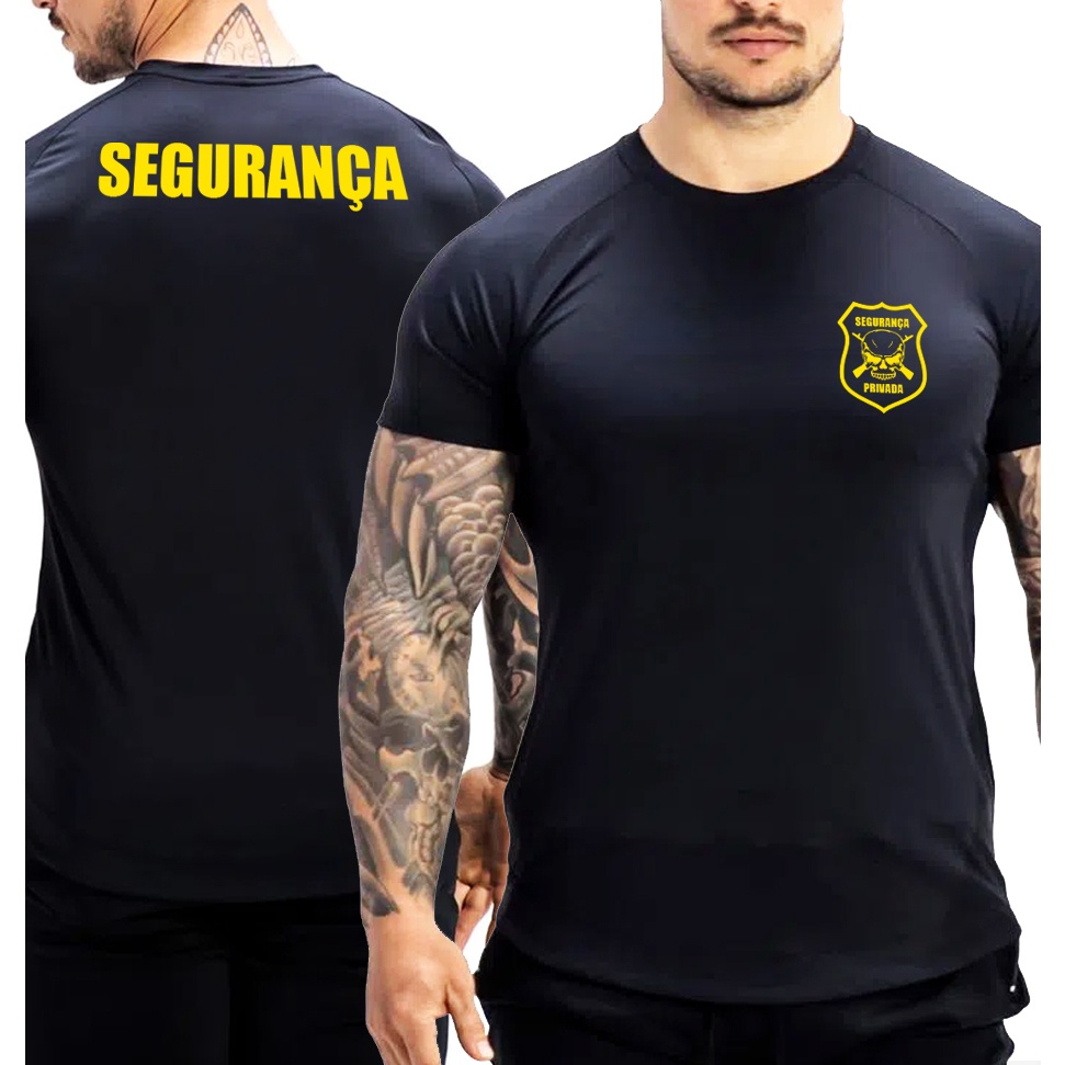 Camiseta Blusa Camisa Segurança Privada Vigilante Escolta Masculina Feminina Unissex Preta 100% Algodão Alta Qualidade