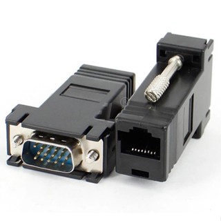 Kit com 02 Adaptador Extensor Vga Video Via Cabo Rede Rj45