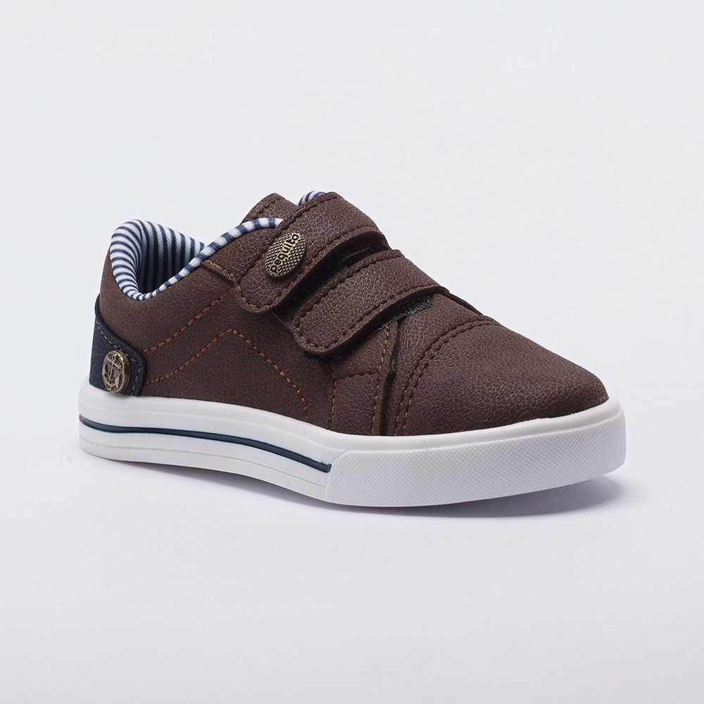 Tênis Infantil Masculino Casual Calce Fácil Âncora Marrom Café 20145 Pequito em Oferta na Shopee