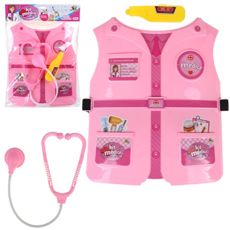 Brinquedo Colete Meninas Kit Médica Infantil Com 2 Acessório Kit médico infantil, brinquedo médica para crianças, acessórios médicos