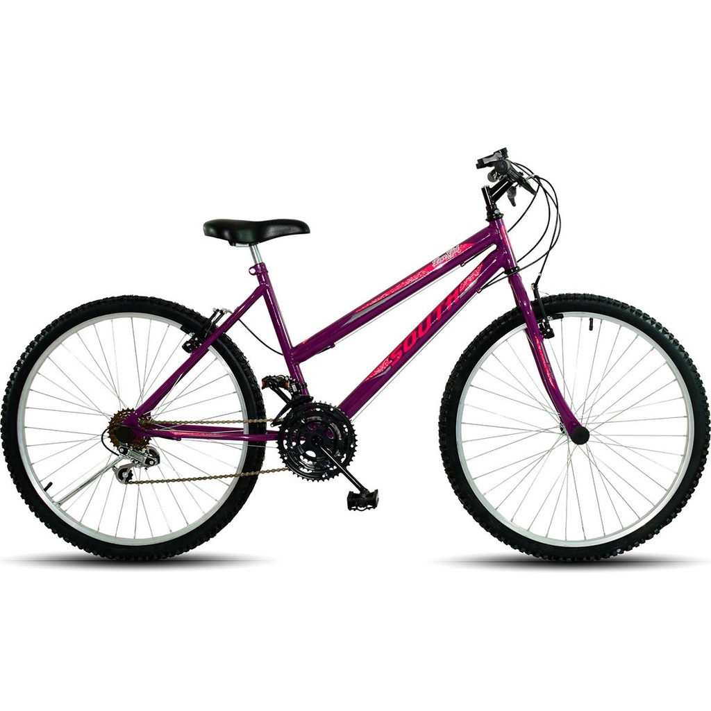 Bicicleta Feminina Aro 26 South Love Girl 18 Marchas com Freio V-Brake