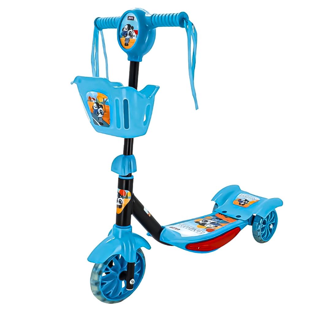 Patinete Musical Com Luzes Led E Cestinha Azul Mini Panda 8728 - Zippy Toys