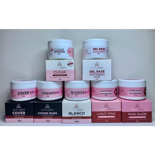 Kit com 7 géis Anylovy cover, cover nude, pink nude, light pink, clear, blanco e gel base