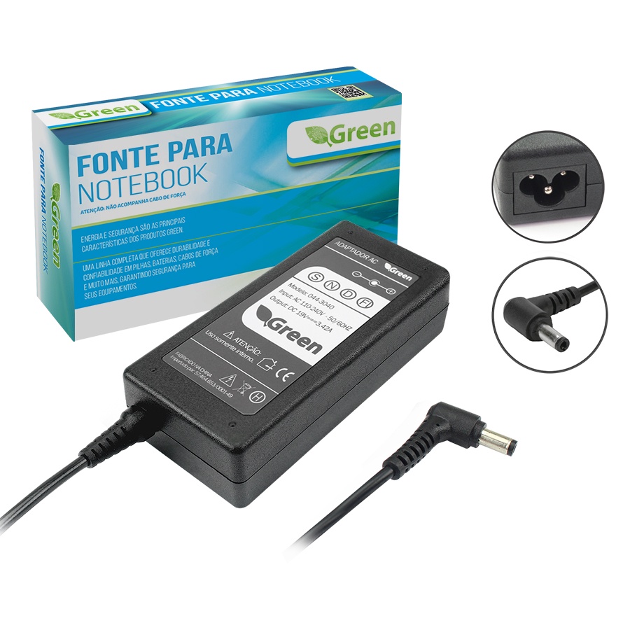 Fonte Carregador Universal Notebook 19v 3.42a Pino 5.5/2.5mm