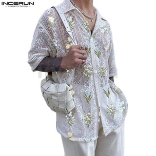 INCERUN Padrão De Janela De Moda Masculina Xadrez Impressão Camisa De Manga Curta