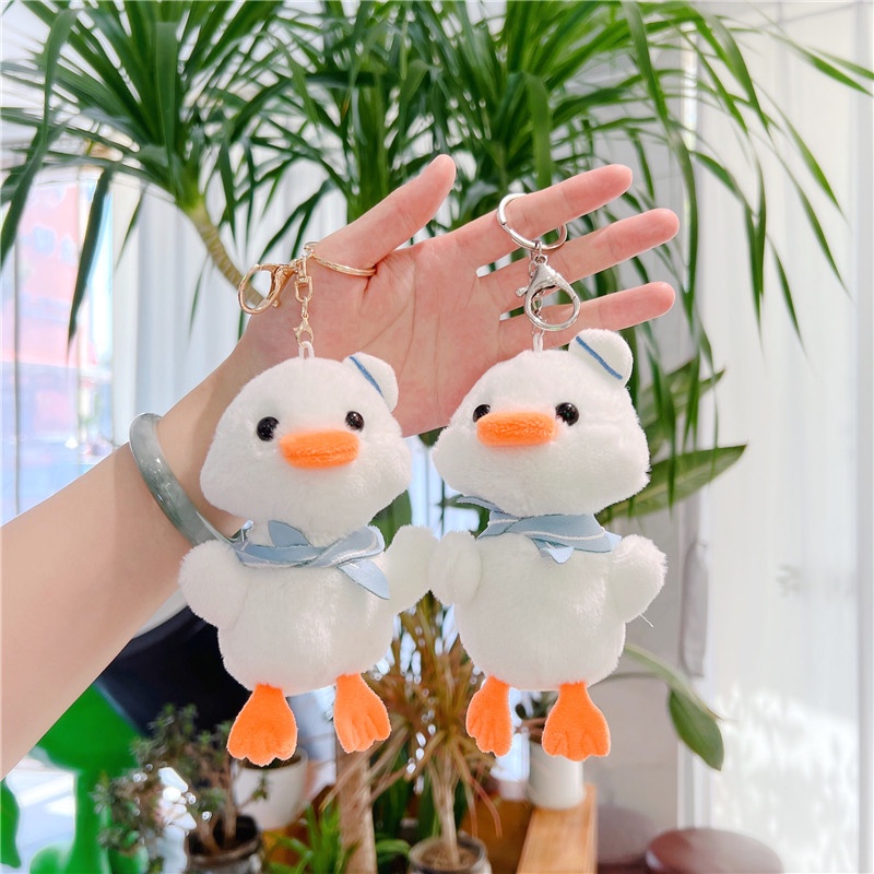 Versão Coreana Fofo Pelúcia Patinho Bolsa Escolar Chaveiro Pingente Presente para Crianças