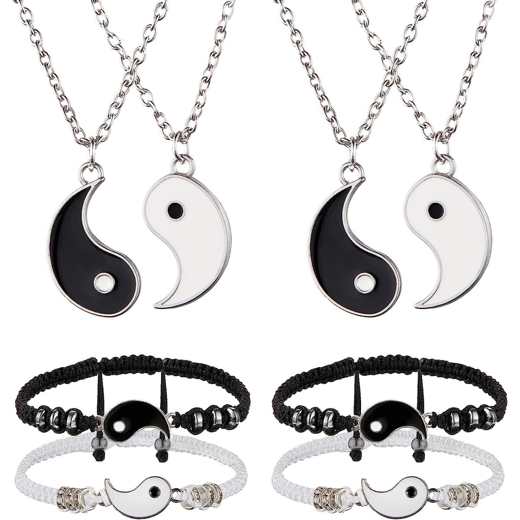 4 Pcs Taichi Pendant Necklace Yin Yang Casais Yin Yang Conjunto de Jóias de Quebra-cabeça de Moda em Liga para