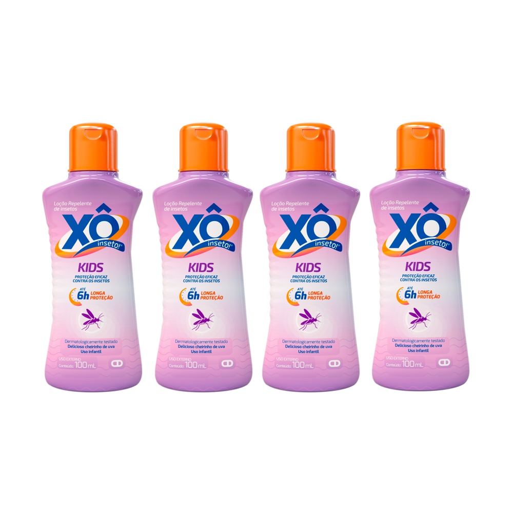 Repelente Xô Inseto Infantil KIDS! 100ML 4 Unidades