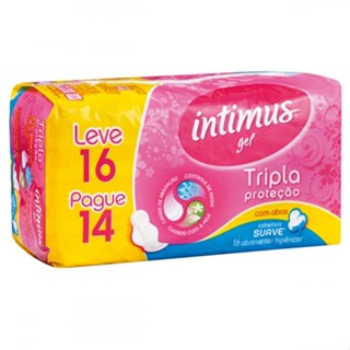 Absorvente com Abas Malha Suave Intimus Rosa Gel Tripla Proteção com 16