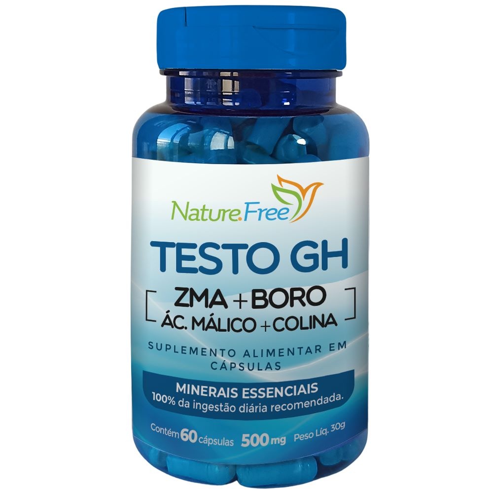 Suplemento Alimentar - Testo Gh (Zma + Boro + Ác. Málico + Colina) 60 Cápsulas 500mg - Matéria prima importada!