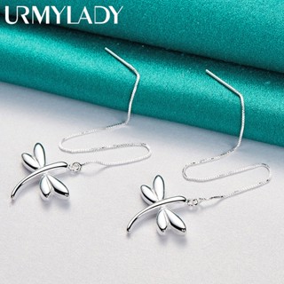 URMYLADY 925 Sterling Silver Dragonfly Earrings Linha De Orelha De Libélula Para Mulheres Festa De Casamento Fashion Charm Jewelry
