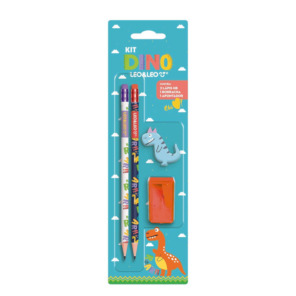 Kit Lápis Hb Dino 4 Itens Leo&leo em Oferta na Shopee