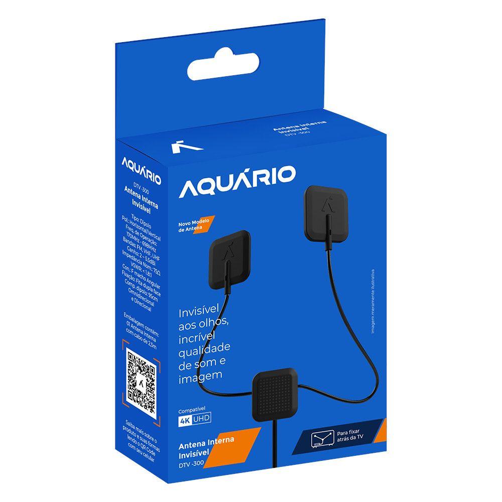Antena Interna Aquário DTV-300 Invisível VHF, UHF, HDTV, 4K, FM 2,5m em Oferta na Shopee