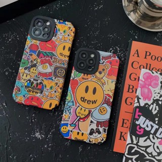 Adequado Para A Marca Maré Bieber O Mesmo Modelo Desenhou smiley face Apple 13/14 Promax Caixa Telefônica iPhone11promax soft 12/xs/xr