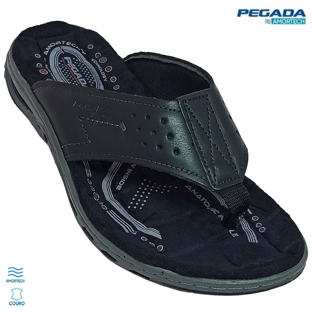 Chinelo Pegada Masculino em Couro Anilina