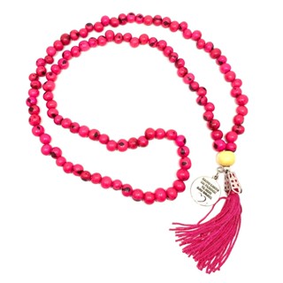 Japamala 108 contas de Açaí Pink Pingente hoponopono 8MM