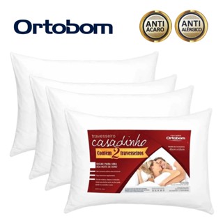 Kit 4 Travesseiros 2 Casadinho Ortobom Microfibra Antialérgico Anti Alérgico