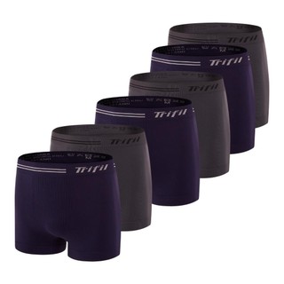 Kit Com 6 Cuecas Box Masculina Trifil Sem Costura Microfibra Lisa Basica Original