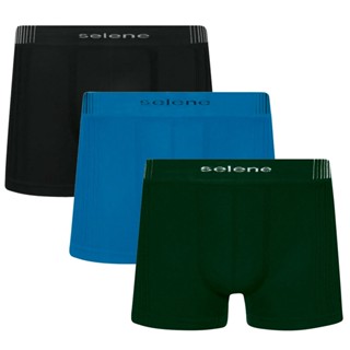 Kit com 3 Cuecas Infantil Boxer Sem Costura Microfibra Selene