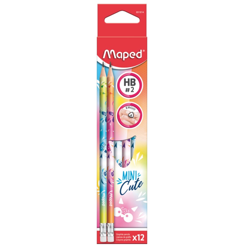 Lápis preto Nr.2 com borracha Mini Cute 12 unid 851814 Maped - Stationery