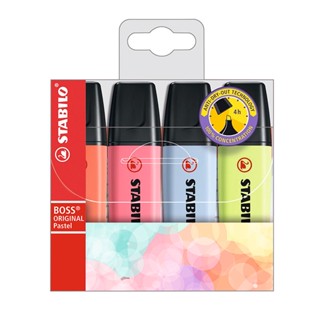 Pincel marca texto Boss Pastel 70/4-3 estojo com 4 cores Stabilo