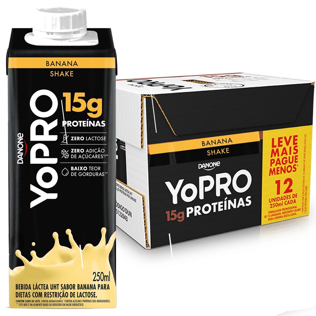 YoPRO Banana UHT 15g de Proteínas 250ml (24 unidades)