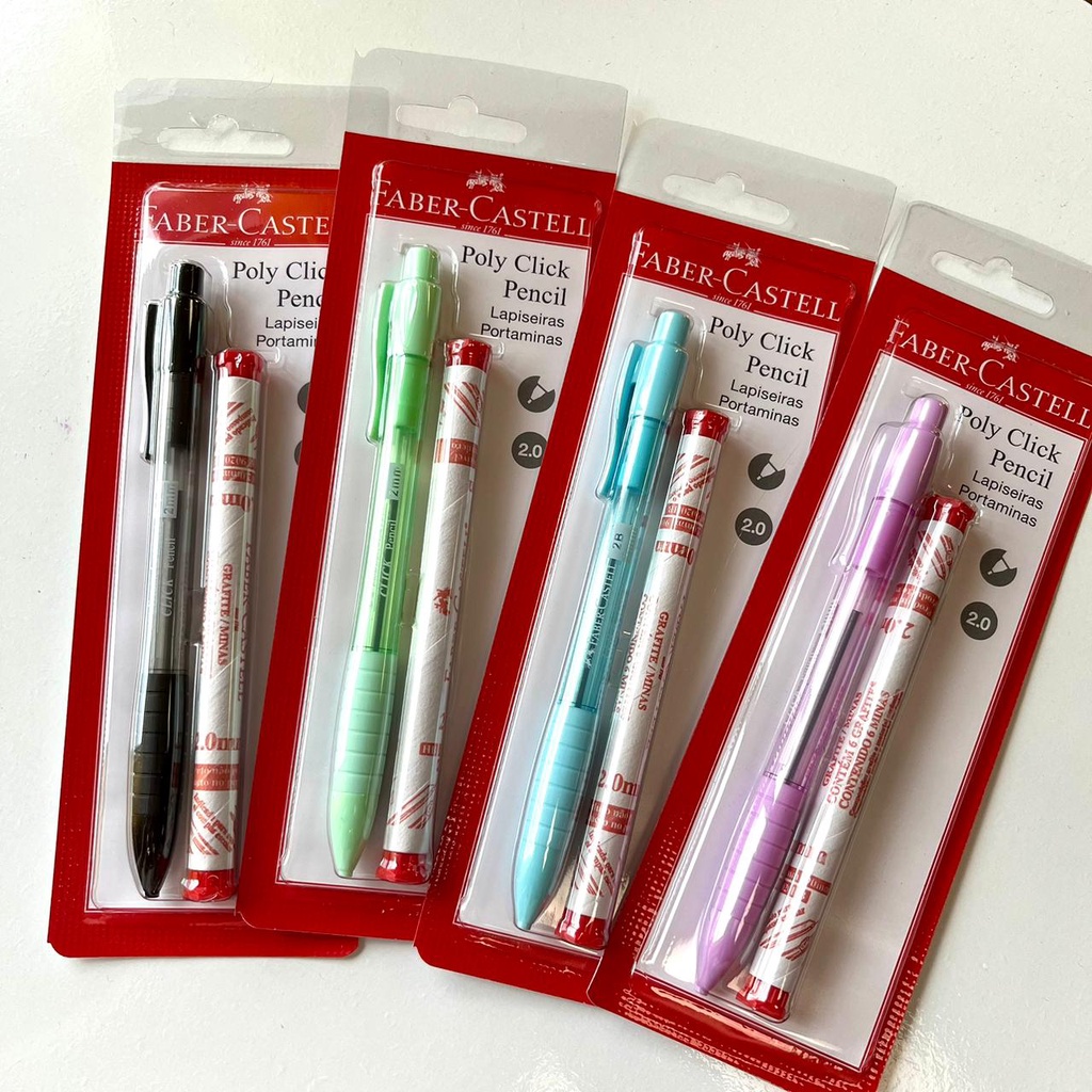Lapiseira 2.0 Poly Click Pencil + Grafite 2.0 HB Faber-Castell