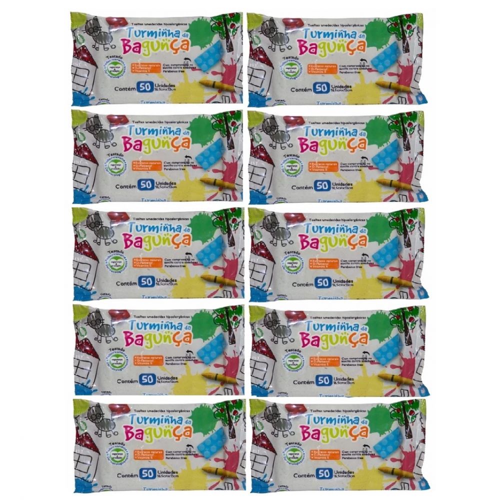 Kit com 10 Turminha da Bagunça Lenços Umedecidos Toalhas Umedecidas em Oferta na Shopee
