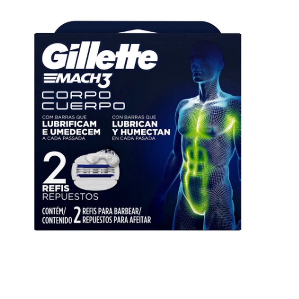 Carga Gillette Mach 3 Corpo 2 unidades em Oferta na Shopee
