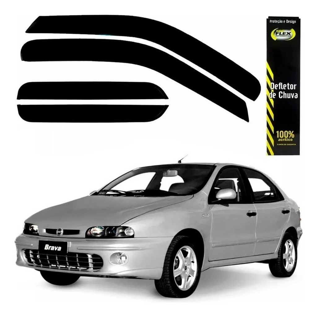Calha De Chuva Defletor Fiat Brava 1999 2000 2001 4 Portas Fumê Ecoflex 50.023A