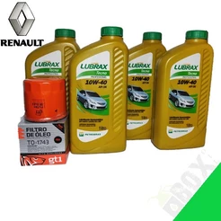 KIT TROCA DE ÓLEO LOGAN 1.0 2010>2017 12V E 16V 10W40 LUBRAX + FILTRO