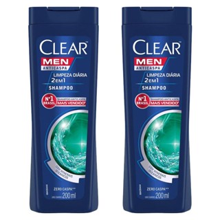 Kit 2 Shampoos Clear Men Anticaspa Limpeza Diária 2 Em 1 400ml
