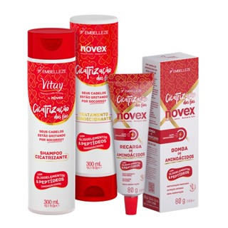 KIT NOVEX CICATRIZAÇÃO DOS FIOS RECARGA DE AMINOÁCIDOS CUIDADO DIÁRIO - SHAMPOO, CONDICIONADOR E RECARGA DE AMINOÁCIDOS 80G