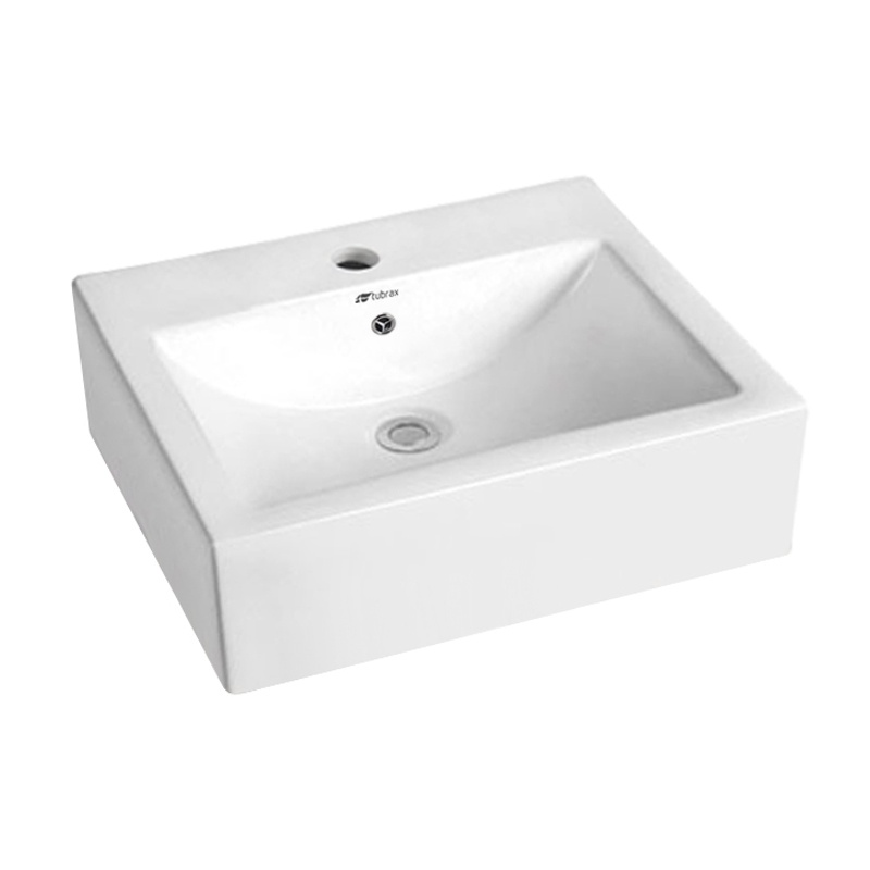 Cuba Lavabo Banheiro Em Cerâmica Louça Retangular 53,5x42 Branca Apoio Tubrax - BAB0007 em Oferta na Shopee
