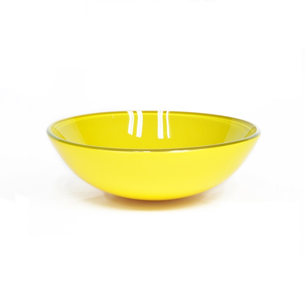 CUBA DE VIDRO REDONDA 31CM AMARELA