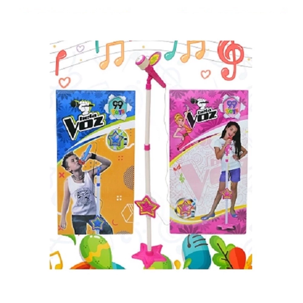 Microfone Com Pedestal Infantil Alto Falante Amplificador Integrado Menino Menina — imagem 1