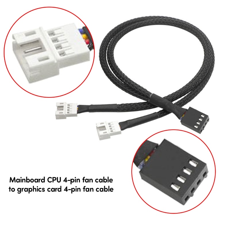 YYS 4Pin 1 A 1 2 Vias PWM Ventilador Divisor Cabo De Manga Preta CPU De Refrigeração Extensão De Alimentação 4Pin Fêmea 