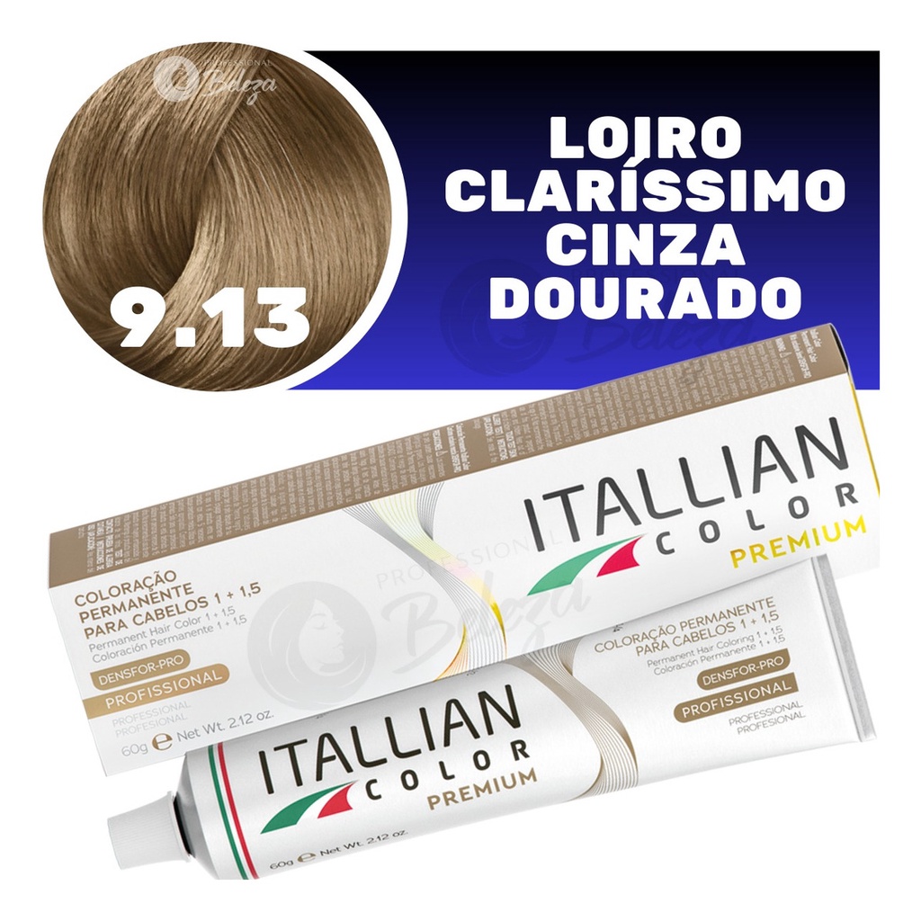 Coloração Itallian Color Louro Clarissimo Cinza Dourado 9.13 em Oferta na Shopee