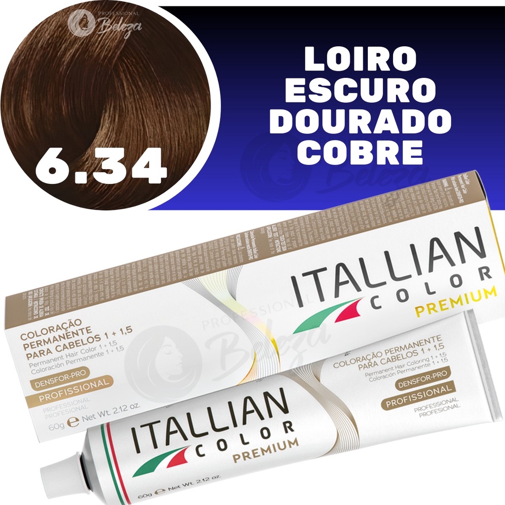 Coloração Itallian Color Louro Escuro Dourado Cobre 6.34 60g