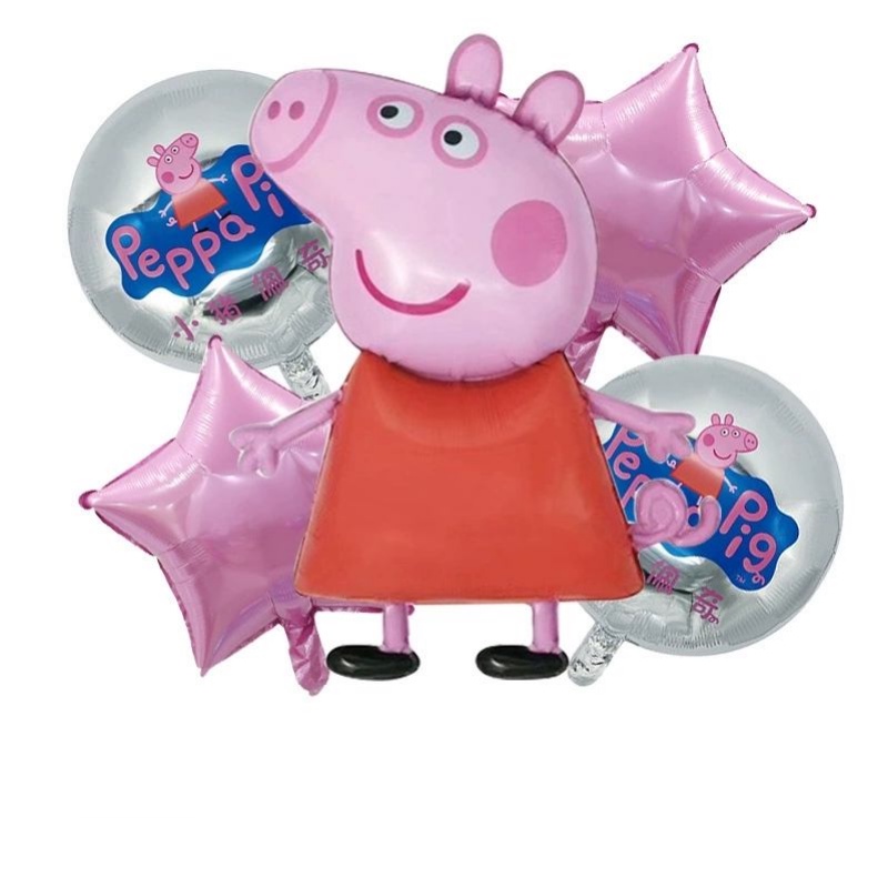 Conjunto De 5 Peças Balão De Alumínio Porquinha Irmãzinha Little Girl Festa De Aniversário Infantil Decoração