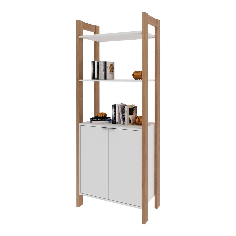 Estante Escritório Multiuso com 2 Portas Mutimóveis CR25004 Amêncoa/Branca em Oferta na Shopee