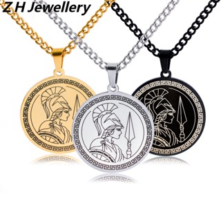Z H Jóias Hip Hop Rock Aço Inoxidável Antigo Deusa Da Guerra Inteligente Grega Athena Pendant Moda Masculina E Feminina Colar De Titânio Acessórios Para Festa Retro Punk