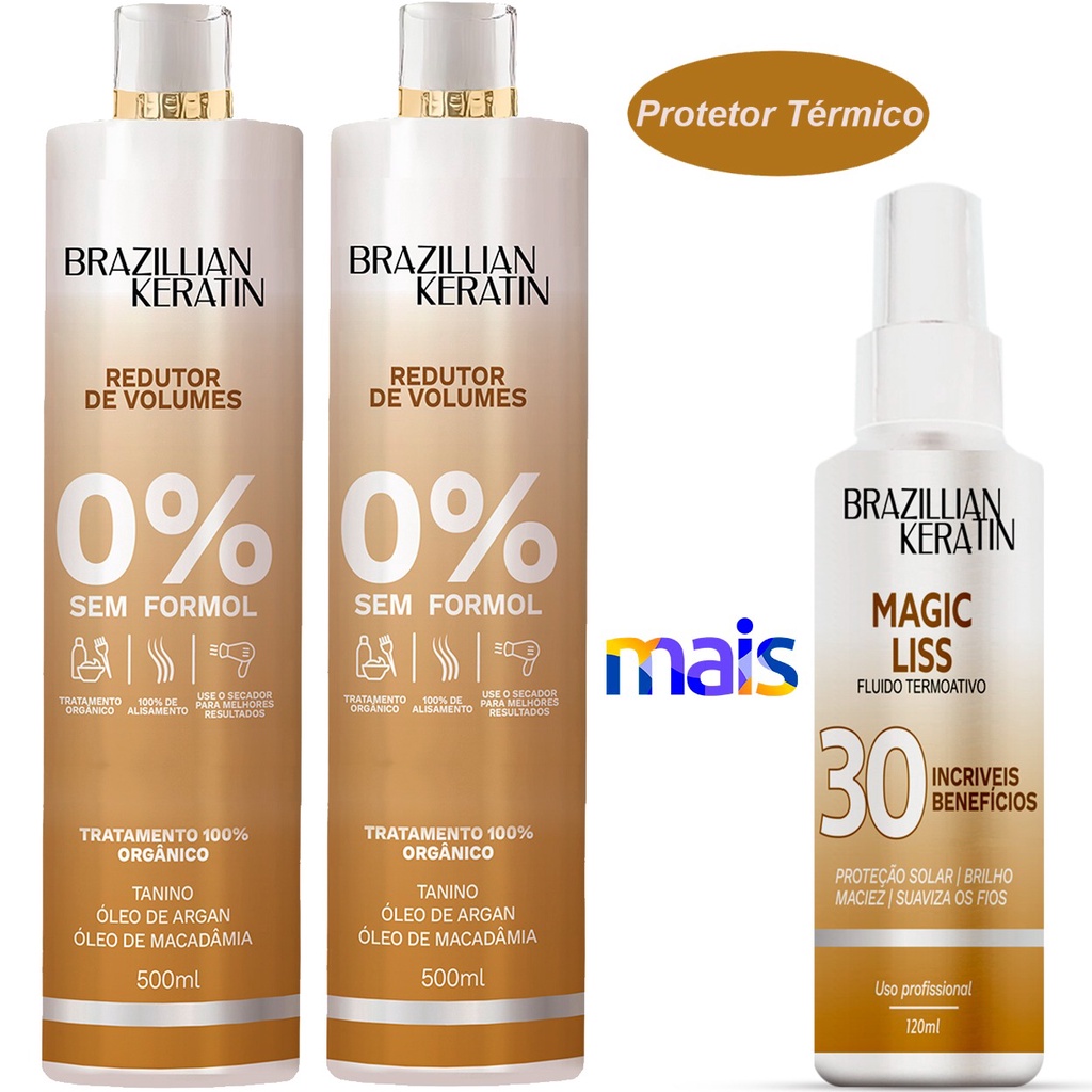 Kit 2 Progressiva - Brazillian Keratin + Protetor Térmico