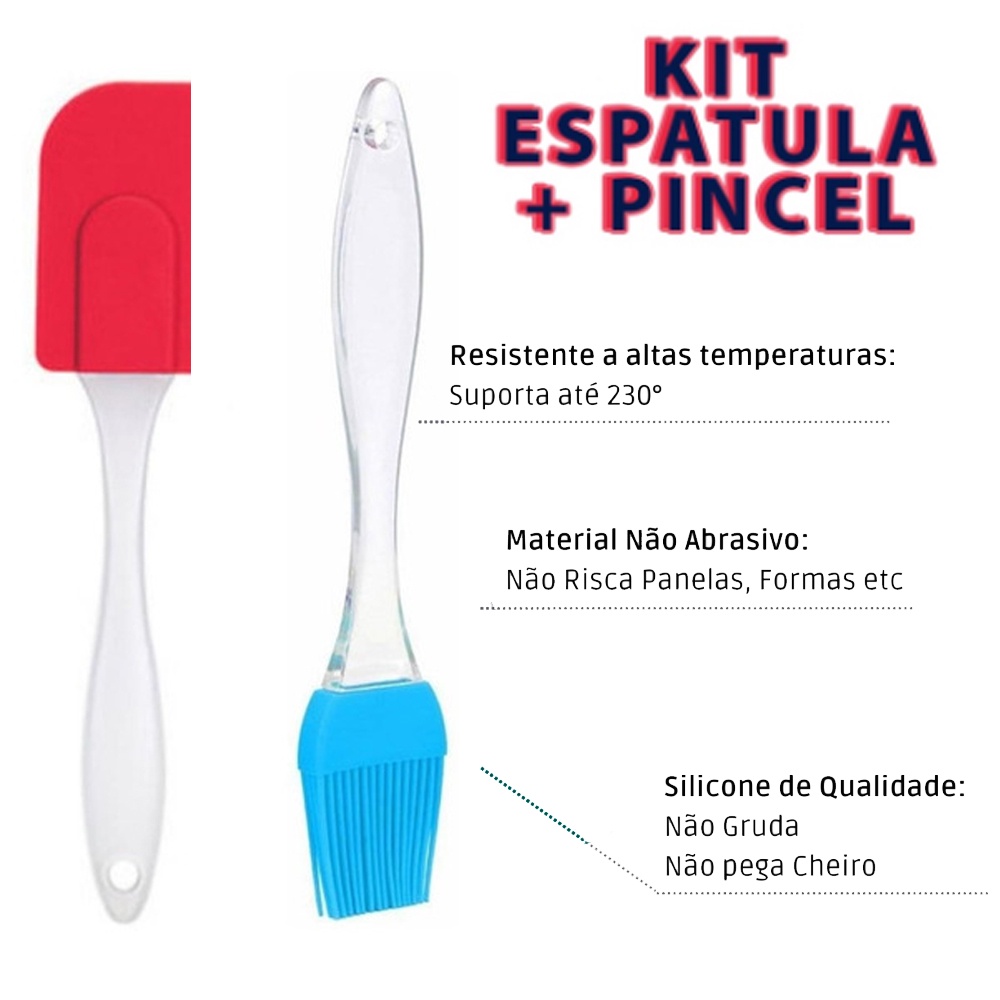 Kit Culinário Espátula e Pincel de Silicone Cabo Plástico Confeitaria Utensílios Cozinha Confeitaria em Oferta na Shopee