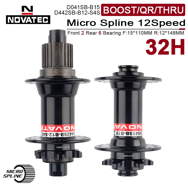 NOVATEC Micro Spline Hub 32 Buracos MTB MS Cubos De Eixo 12 Velocidade Hubs De Bicicleta De Montanha Para Shimano M6100 M7100 M8100 12S