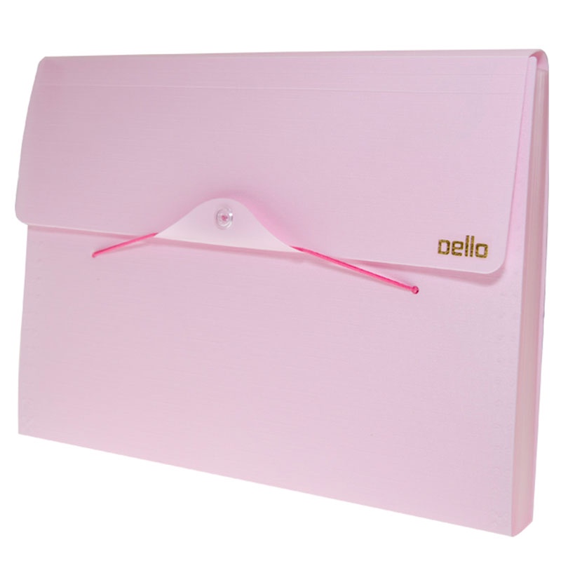 Pasta sanfonada A4 com 12 divisórias Linho serena Rosa pastel 6096.WP Dello em Oferta na Shopee
