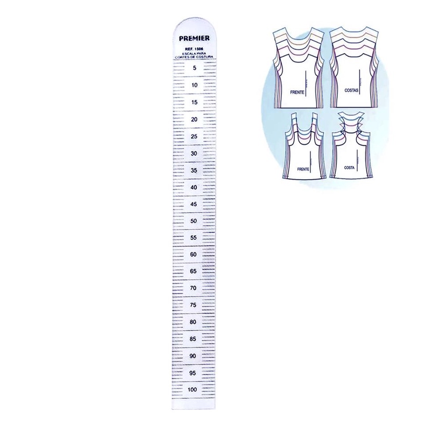 Regua Corte Escala Costura Acrilico Transparente Modelista